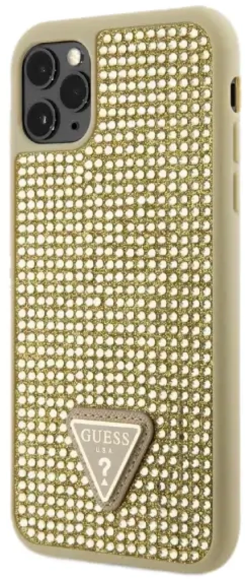 Guess® Rhinestones Triangle Metal Logo Collection iPhone 11 Pro - Χρυσό (GUHCN58HDGTPD)
