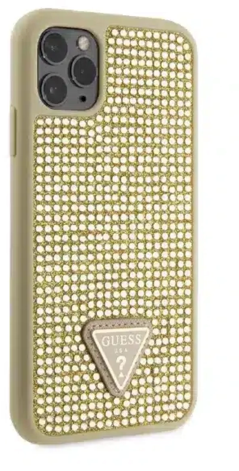 Guess® Rhinestones Triangle Metal Logo Collection iPhone 11 Pro - Χρυσό (GUHCN58HDGTPD)