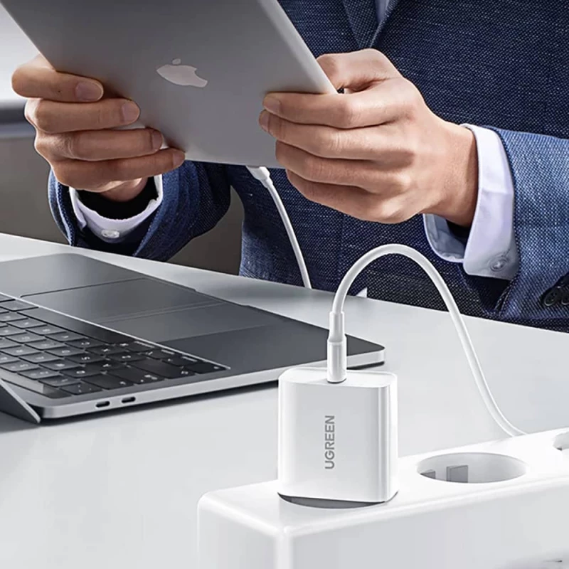 Ugreen® Φορτιστής με Θύρα USB-C PD30W  και Καλώδιο 2m USB-C Λευκό (CD127) 90472