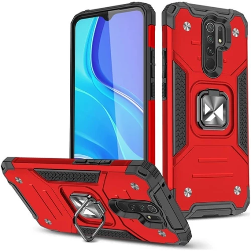 Wozinsky Θήκη Ring Armor Kickstand Xiaomi Redmi 9 Χρώματος Κόκκινο