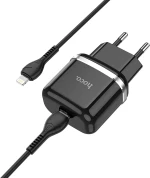Hoco® N24 Φορτιστής 20W με Θύρα Type-C και Καλώδιο Lightning Χρώματος Μαύρο