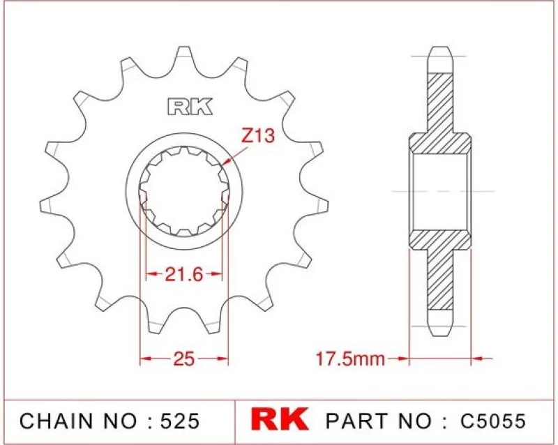 ΓΡΑΝΑΖΙ ΚΙΝΗΣ C5055 15Δ 297 RK CB400 CB500 ΕΜΠΡΟΣ