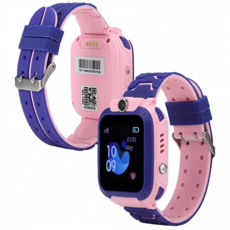 Παιδικό Smartwatch με GPS και Καουτσούκ/Πλαστικό Λουράκι Ροζ Q12B