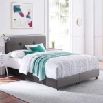 ΚΡΕΒΑΤΙ ΑΠΟ ΓΚΡΙ ΒΕΛΟΥΔΟ FB9637.10 ΓΙΑ ΣΤΡΩΜΑ 150x200 εκ.