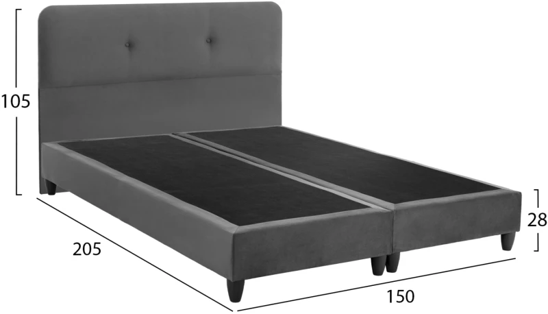 ΚΡΕΒΑΤΙ ΑΠΟ ΓΚΡΙ ΒΕΛΟΥΔΟ FB9637.10 ΓΙΑ ΣΤΡΩΜΑ 150x200 εκ.