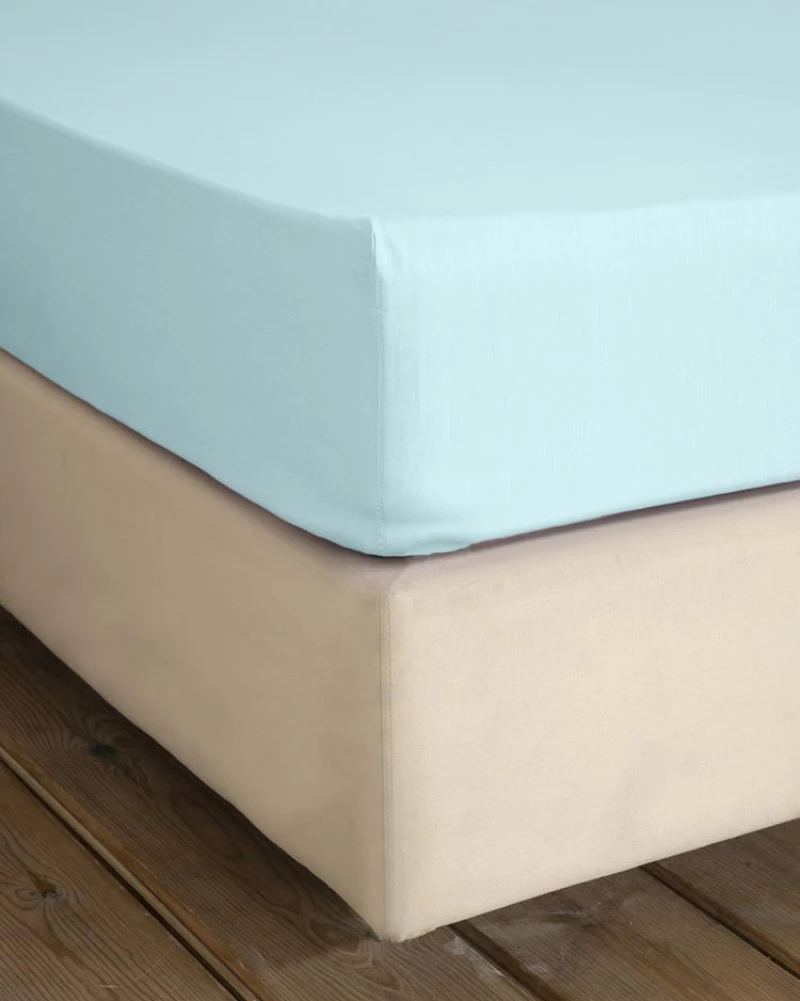 Σεντόνι King Size (185x205+32) Με Λάστιχο Unicolors Light Aqua βαμβακερό nima