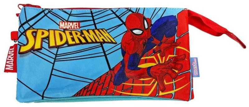 Κασετίνα Βαρελάκι Must με 3 θήκες 22.5x11.5cm Spiderman On The Wall