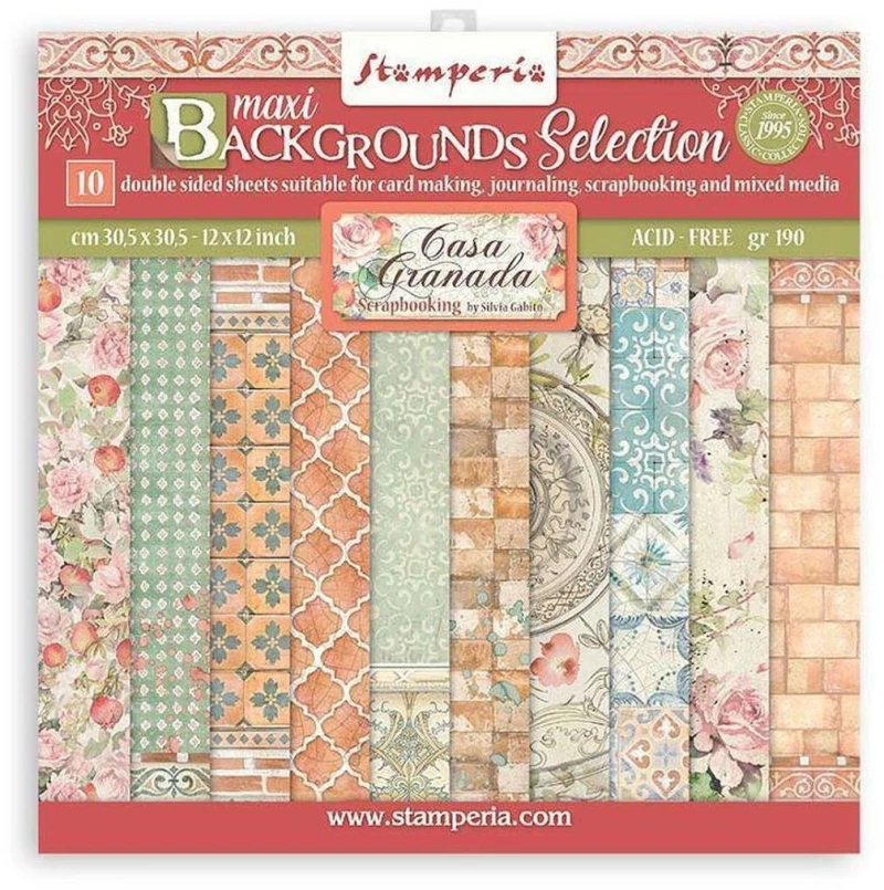Stamperia 10 Χαρτιά Scrapbooking 30,5x30,5cm Διπλής Όψης Casa