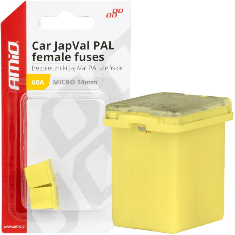 ΑΣΦΑΛΕΙΕΣ JapVal PAL ΜICRO 14mm ΘΗΛΥΚΕΣ 60A ΣΕ ΚΙΤΡΙΝΟ ΧΡΩΜΑ AMIO - 2 Τεμ.