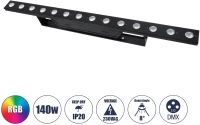 GloboStar® 51204 MEDES Επαγγελματική Μπάρα Φωτισμού Wall Washer LED 14 x 10W 140W 8° AC 220-240V IP20 Πολύχρωμο RGB DMX512 - Μαύρο - Μ100 x Π6.5 x Υ12.5cm - 2 Χρόνια Εγγύση