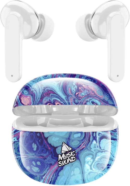 CELLULAR LINE 414381 Music Sound Fantasy Bluetooth Ακουστικά TWS Λευκά με Θήκη Φόρτισης Μωβ-Λευκό