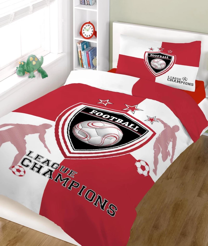 Σετ σεντόνια ΚΟΜΒΟΣ champions RED WHITE μονά 160x240 ΚΟΜΒΟΣ