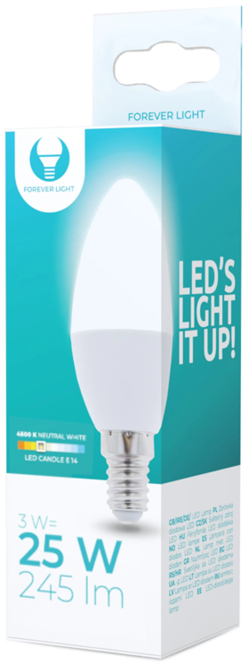 Forever Light Λάμπα LED σχήμα κερί E14 C37 3W 230V 4500K 245lm