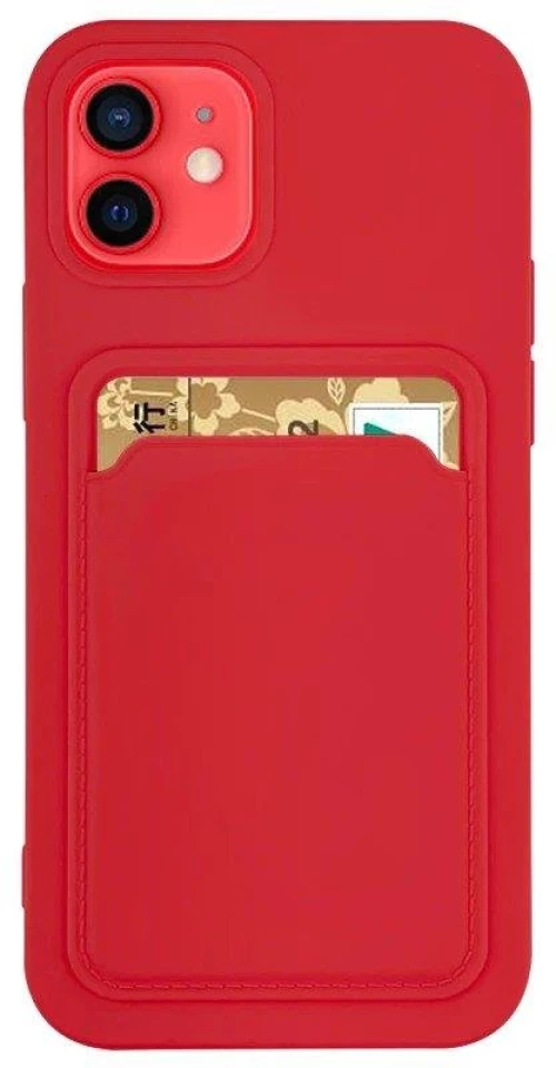 Card Case silicone wallet case with card holder documents for iPhone 11 Pro red