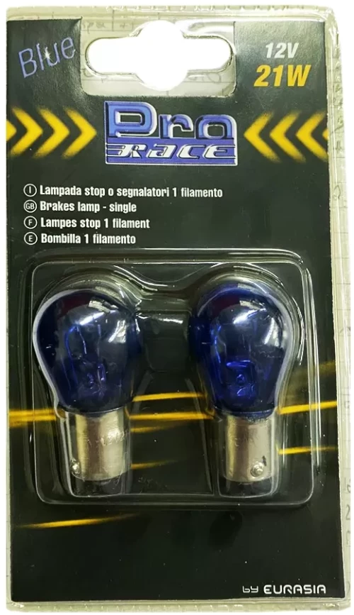 P21W 12V 21W BA15s ΜΟΝΟΠΟΛΙΚΟ ΜΠΛΕ BLUE DYED-GLASS 2ΤΕΜ. BLISTER PRO.13950