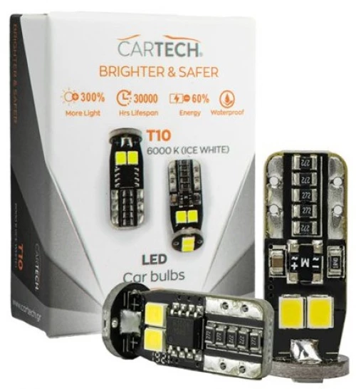 Cartech ΛΑΜΠΑ LED T10 CANBUS 6PCS SMD WHITE COLOR (6000K) 33780