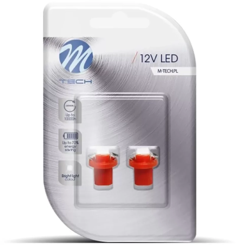 BAX 12V B8,5d 0,24W LED 1xSMD5050 ΚΟΚΚΙΝΟ BLISTER 2ΤΕΜ. M-TECH LB092R/MT