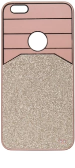Θήκη Πλαστική Ροζ-Χρυσό με glitter για iPhone6 Plus IK710 OEM