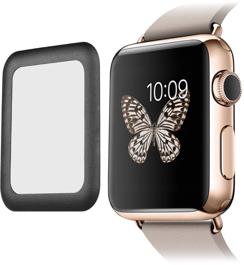 GL5004 OEM TEMPERED GLASS APPLE IWATCH FULL SCREEN PROTECTOR COVER BLACK FULL GLUE  (44mm)