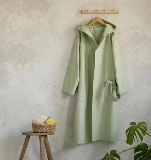 Μπουρνούζι με κουκούλα Comfort Light Khaki Medium microfiber nima