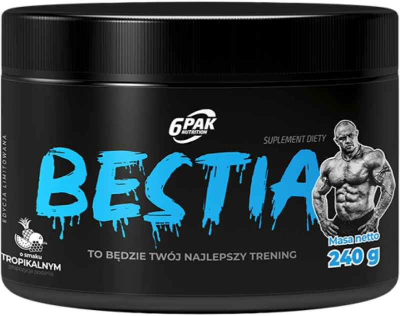 6PAK Nutrition Bestia | Ultimate Pre-Workout Formula [240 Γραμμάρια] Τροπικά φρούτα