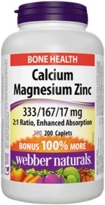 Webber Naturals Calcium Magnesium Zinc [200 Coated Caplets]