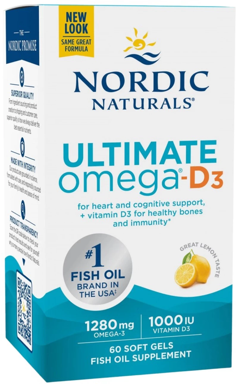 Nordic Naturals Ultimate Omega-D3 1280 mg [60 Softgels] Λεμόνι