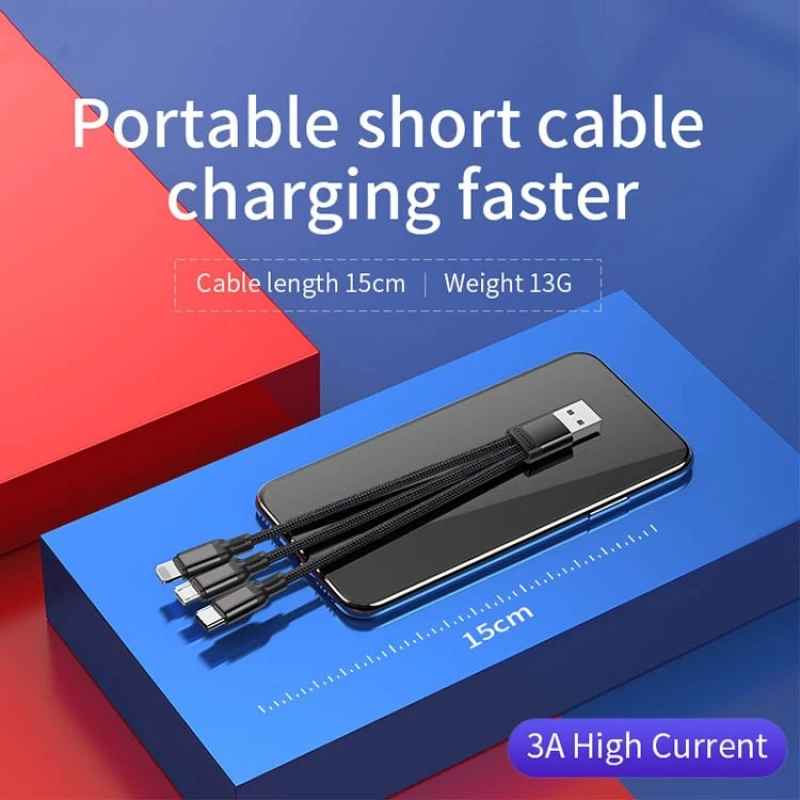 JOYROOM 3IN1 SHORT CABLE S-M416 BLACK 15CM 3A