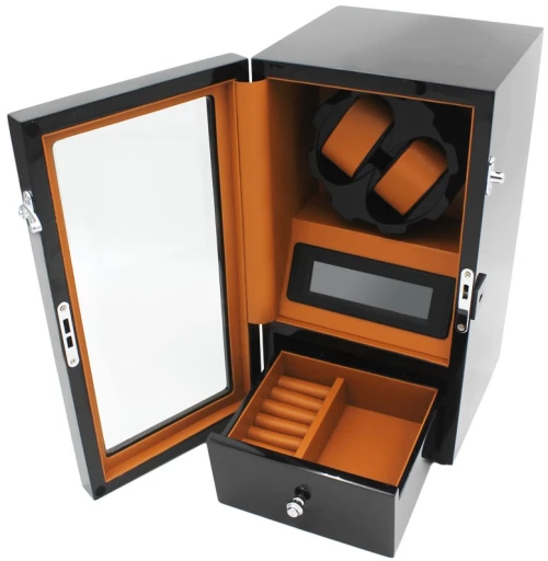 X201BBR-2V WATCH WINDER ΚΟΥΡΔΙΣΤΗΡΙ ΩΡΟΛΟΓΙΩΝ 2 ΘΕΣΕΩΝ ΜΑΥΡΟ ΜΕ ΟΘΟΝΗ LCD ΚΑΙ ΣΥΡΤΑΡΙ