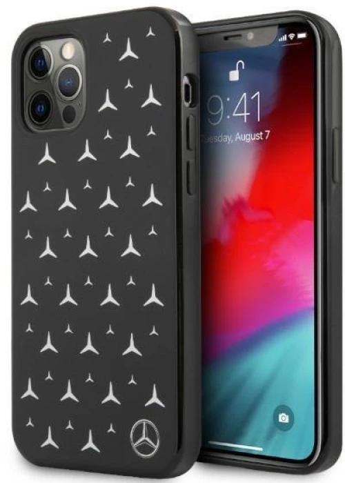 Mercedes MEHCP12MESPBK iPhone 12/12 Pro 6,1" black hardcase Silver Stars Pattern