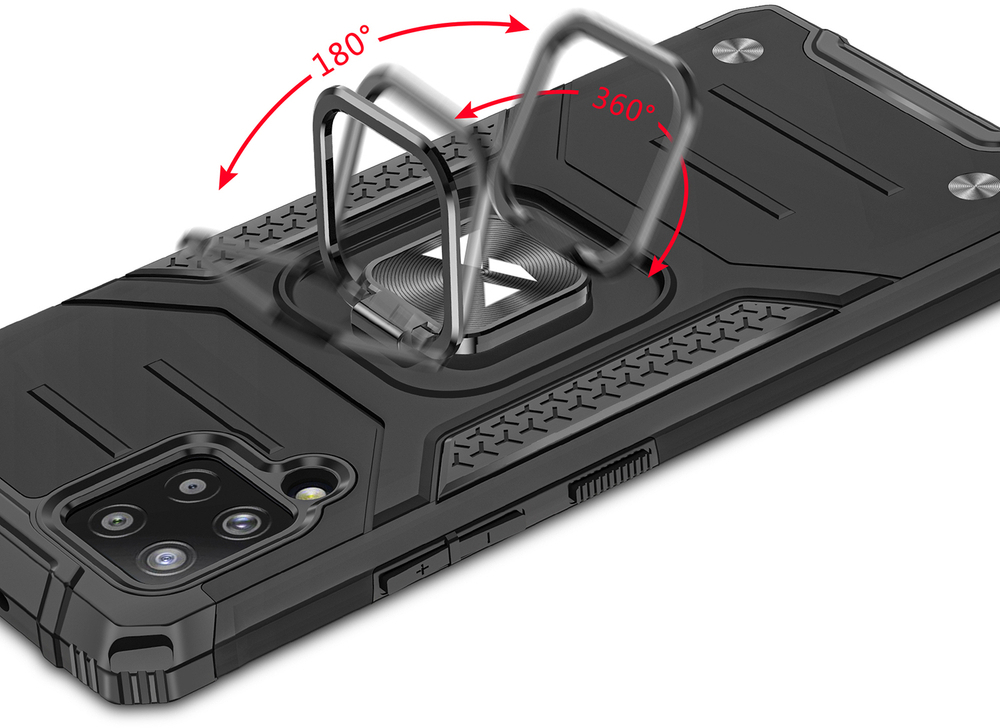 Wozinsky Ring Armor Case Kickstand Tough Rugged Cover for Samsung Galaxy A42 5G silver