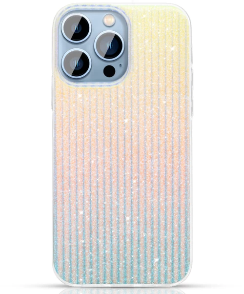 Kingxbar Travel Series luxurious elegant case for iPhone 13 Pro blue-orange (Clouds)