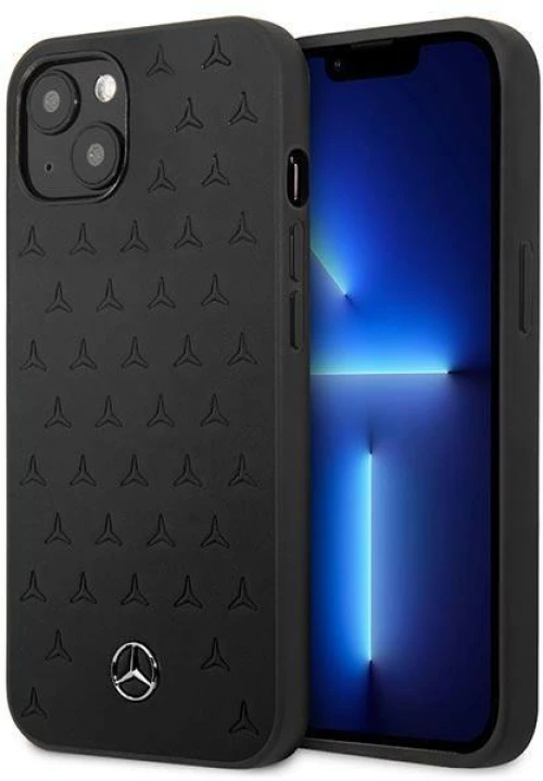 Mercedes MEHCP13SPSQBK iPhone 13 mini 5,4 black / black hardcase Leather Stars Pattern