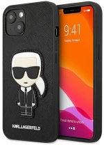 Karl Lagerfeld KLHCP13SOKPK iPhone 13 mini 5,4 black / black hardcase Saffiano Ikonik Karl`s Patch