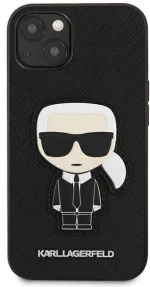 Karl Lagerfeld KLHCP13SOKPK iPhone 13 mini 5,4 black / black hardcase Saffiano Ikonik Karl`s Patch