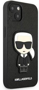 Karl Lagerfeld KLHCP13SOKPK iPhone 13 mini 5,4 black / black hardcase Saffiano Ikonik Karl`s Patch