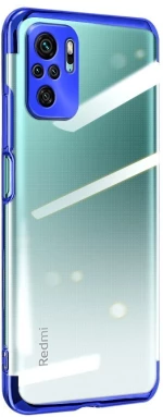 Clear Color Case Gel TPU Electroplating frame Cover for Xiaomi Redmi Note 10 5G / Poco M3 Pro blue