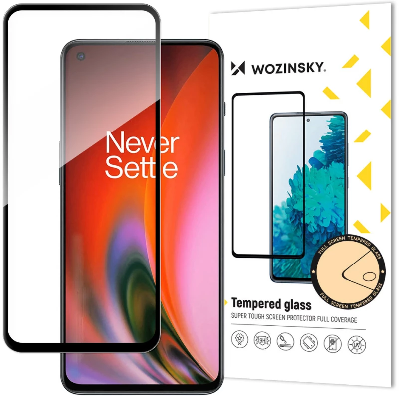 Wozinsky Super Tough Full Glue Tempered Glass Full Screen With Frame Case Friendly OnePlus Nord 2 5G Black