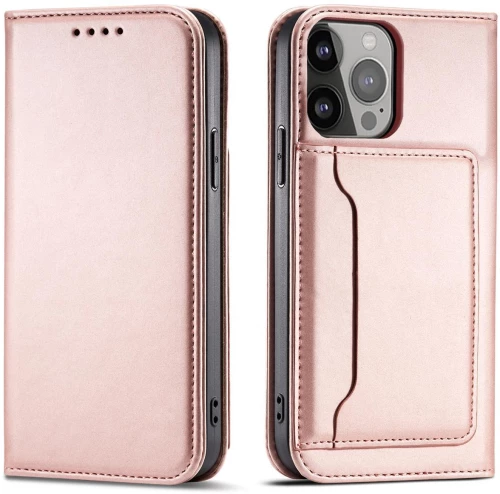 Magnet Card Case for iPhone 13 Pro Pouch Card Wallet Card Holder Pink