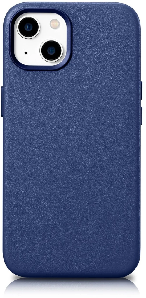 iCarer Case Leather cover for iPhone 14 Plus genuine leather case blue (compatible with MagSafe)