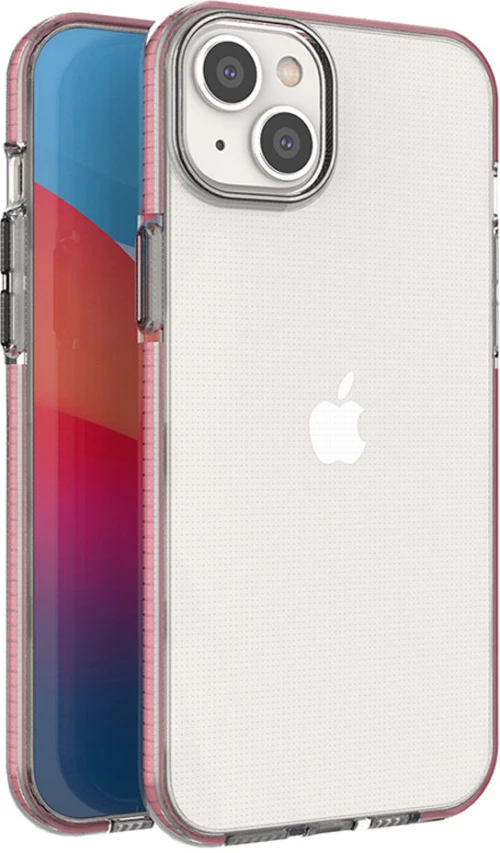 Spring Case case for iPhone 14 Plus silicone case with a frame light pink