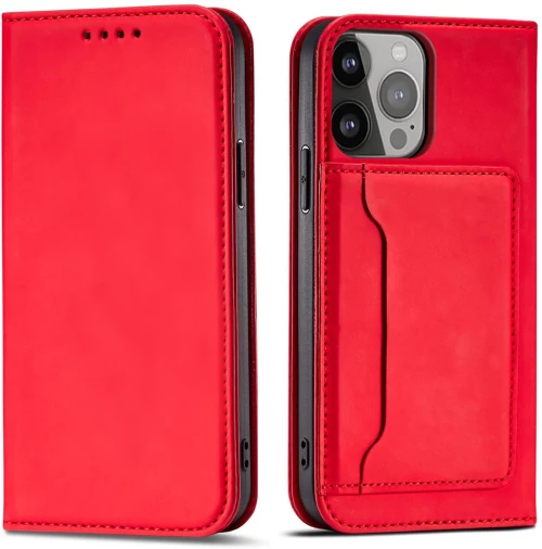 Magnet Card Case case for iPhone 14 flip cover wallet stand red