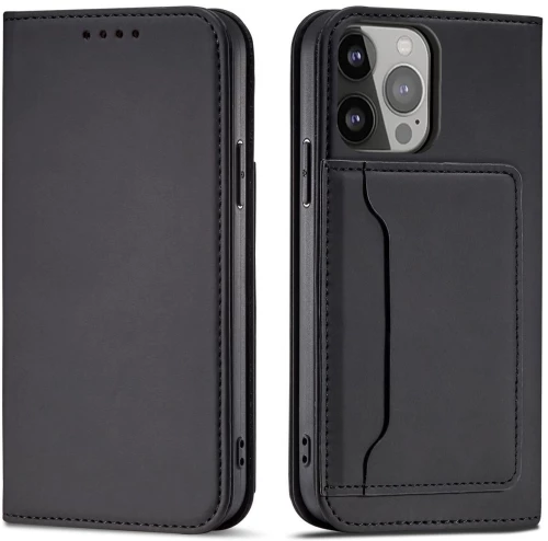 Magnet Card Case case for iPhone 14 Pro Max flip cover wallet stand black