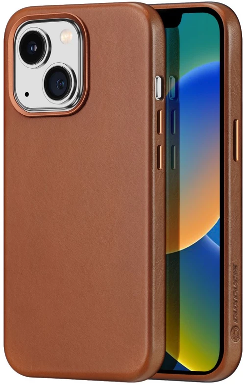 Dux Ducis Naples case for iPhone 14 magnetic leather case MagSafe brown
