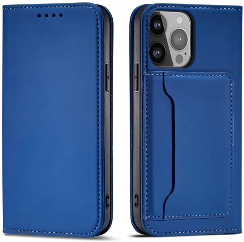 Magnet Card Case for Samsung Galaxy S23 Ultra flip cover wallet stand blue