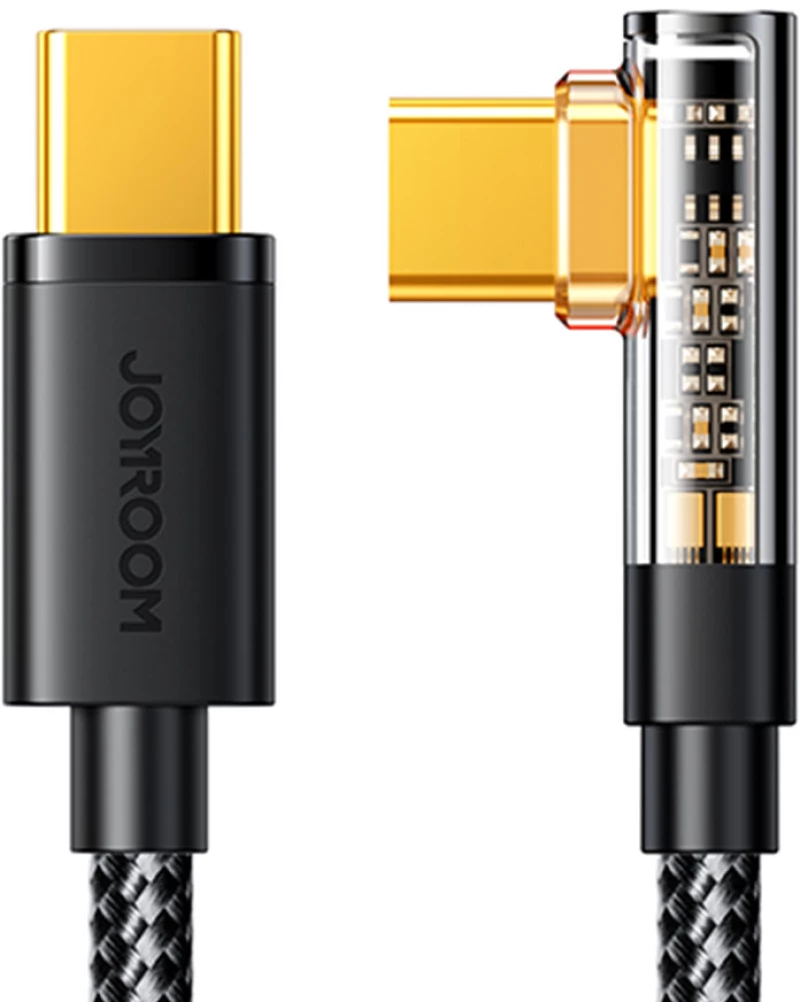 Joyroom USB C cable angled - USB C for fast charging and data transfer 100W 1.2 m black (S-CC100A6)