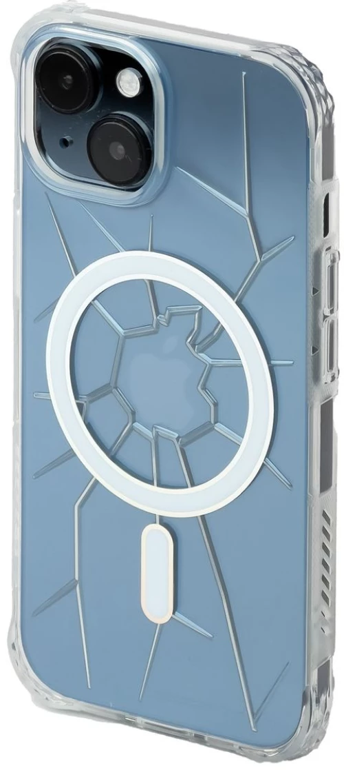MagSafe Kingxbar PQY Crack Series silicone case for iPhone 15 - transparent
