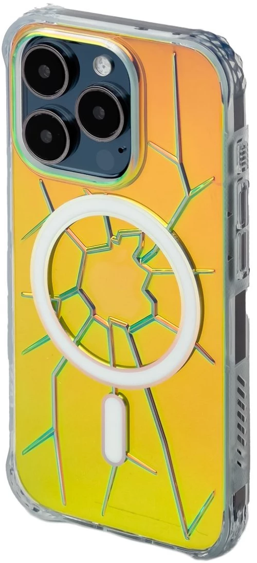 MagSafe Kingxbar PQY Crack Series Silicone Case for iPhone 15 Pro Max - Holographic