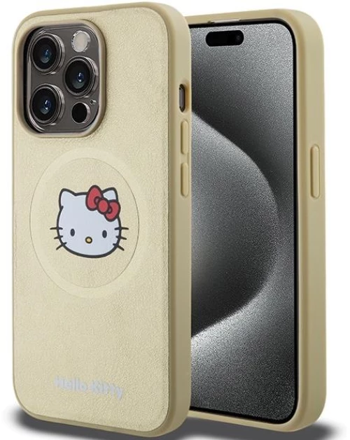 Hello Kitty Leather Kitty Head MagSafe case for iPhone 15 Pro - gold