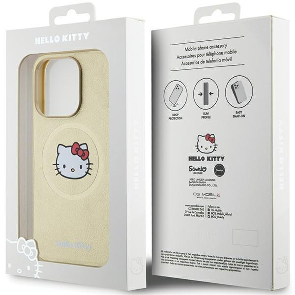 Hello Kitty Leather Kitty Head MagSafe case for iPhone 15 Pro - gold